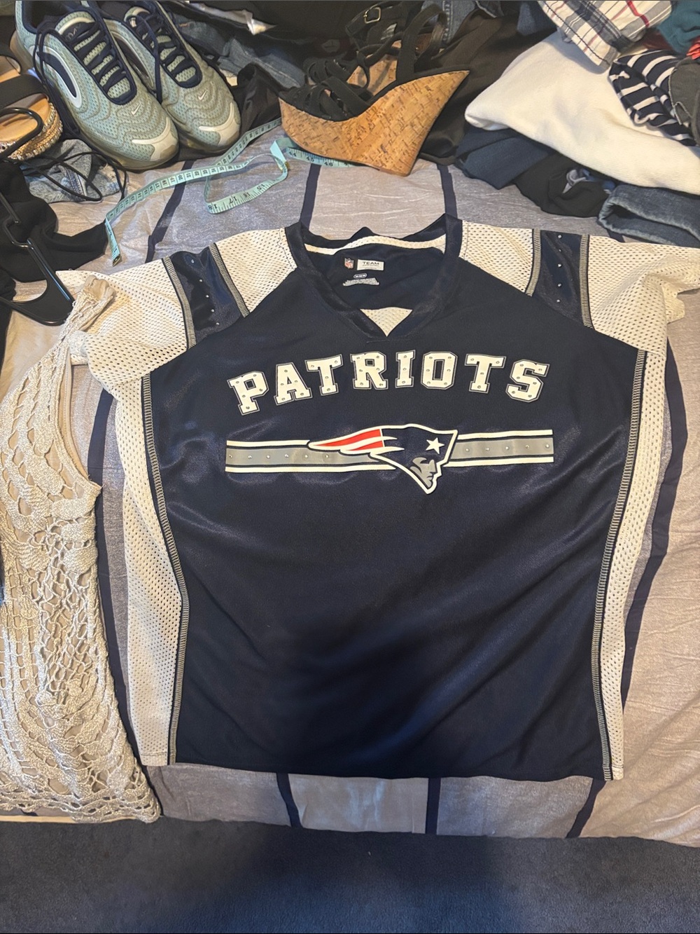 Patriots Women's Navy and White Fan Jersey